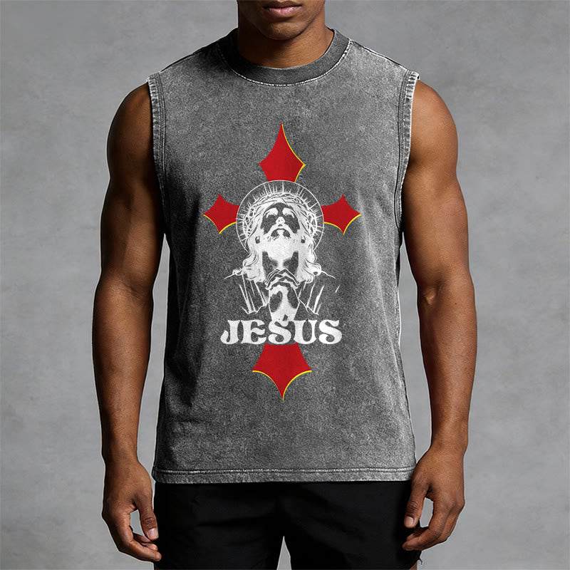 Christianartworkshop JESUS Unisex Washed Tank Top - image 10