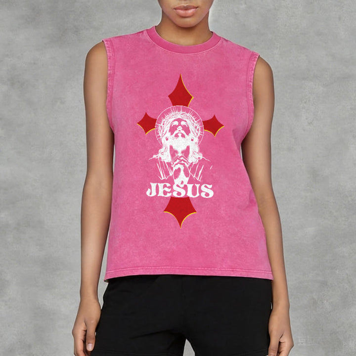 Christianartworkshop JESUS Unisex Washed Tank Top - image 14