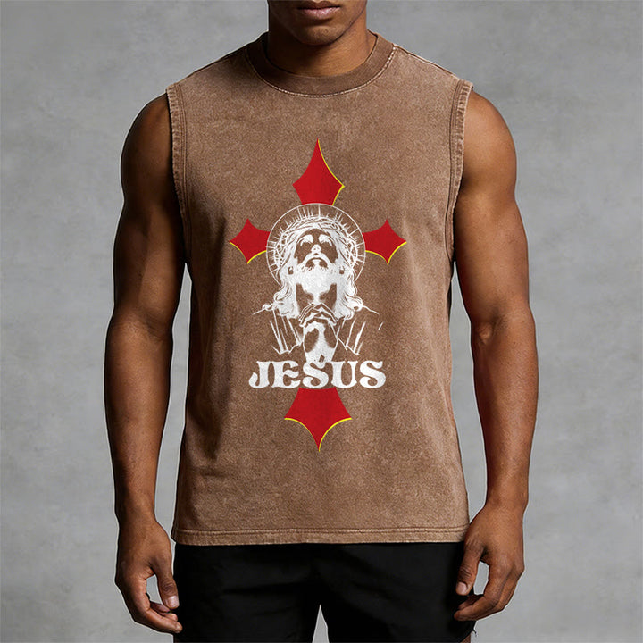 Christianartworkshop JESUS Unisex Washed Tank Top - image 7