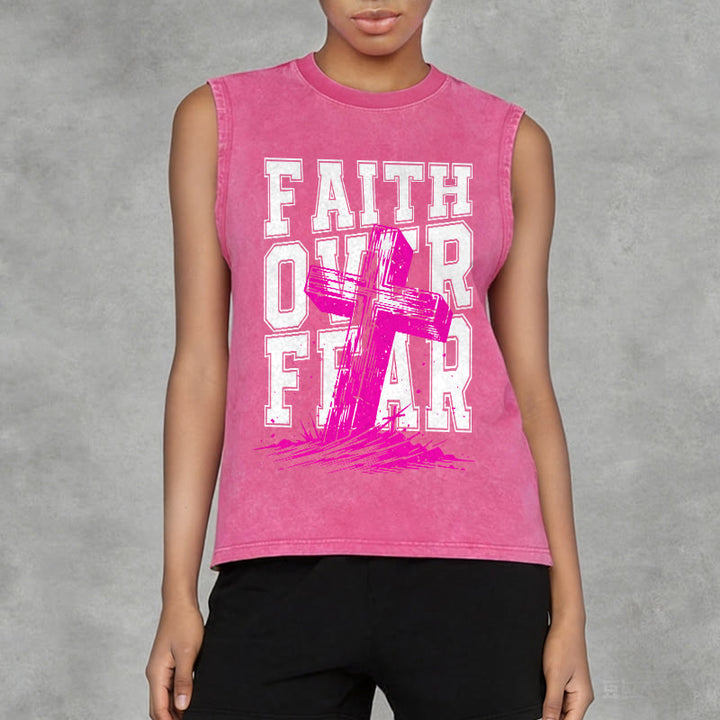 Christianartworkshop FAITH OVER FEAR Unisex Washed Tank Top - image 14