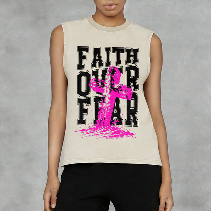 Christianartworkshop FAITH OVER FEAR Unisex Washed Tank Top - image 11