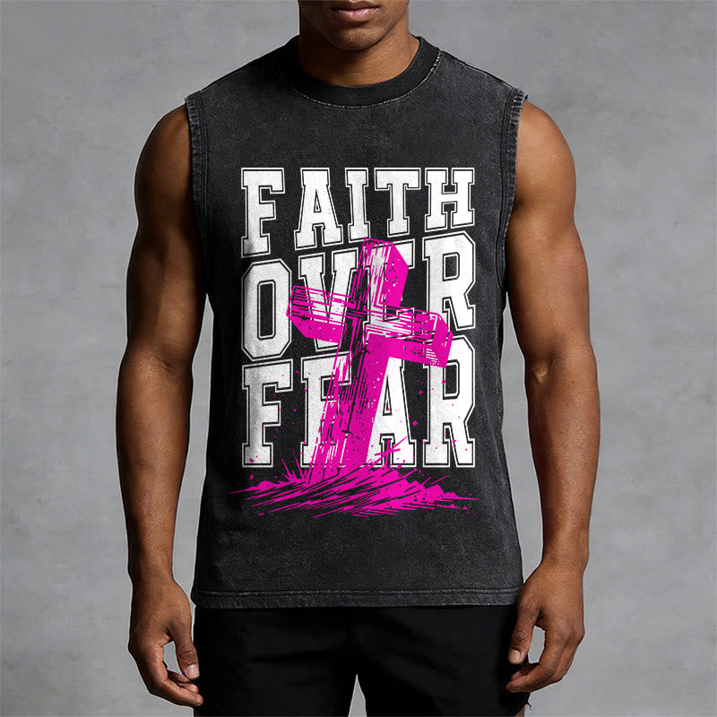 Christianartworkshop FAITH OVER FEAR Unisex Washed Tank Top - image 1
