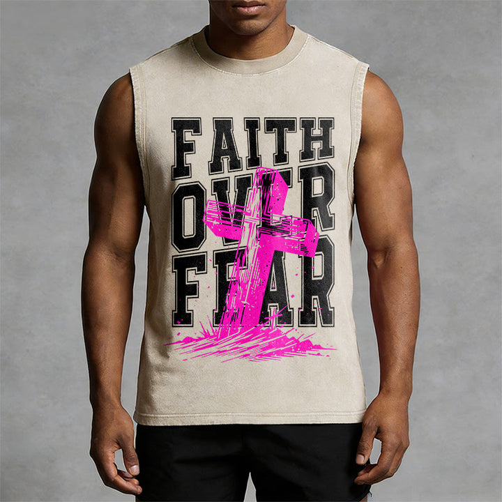 Christianartworkshop FAITH OVER FEAR Unisex Washed Tank Top - image 10