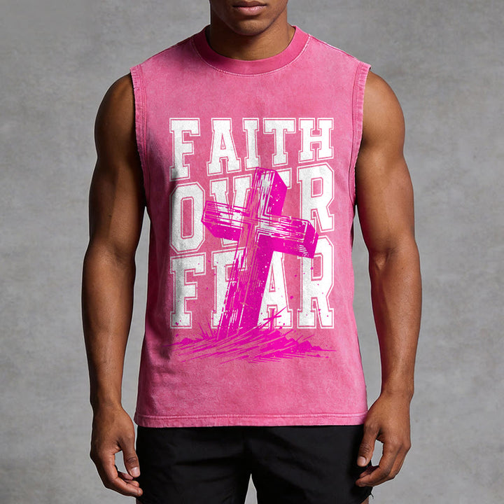 Christianartworkshop FAITH OVER FEAR Unisex Washed Tank Top - image 13
