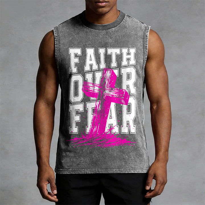 Christianartworkshop FAITH OVER FEAR Unisex Washed Tank Top - image 7