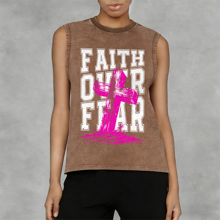Christianartworkshop FAITH OVER FEAR Unisex Washed Tank Top - image 5