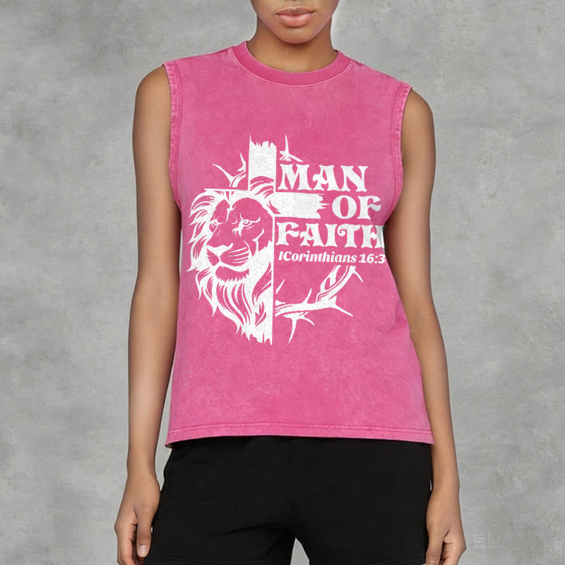 Christianartworkshop MAN OF FAITH Unisex Washed Tank Top - image 14