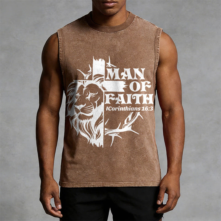 Christianartworkshop MAN OF FAITH Unisex Washed Tank Top - image 7