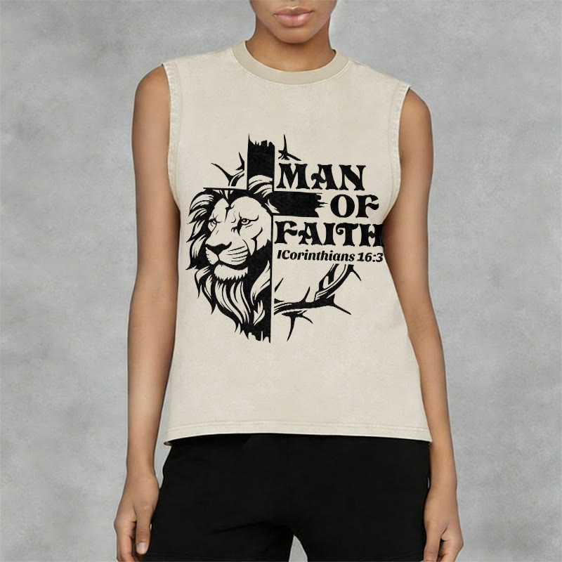 Christianartworkshop MAN OF FAITH Unisex Washed Tank Top - image 2