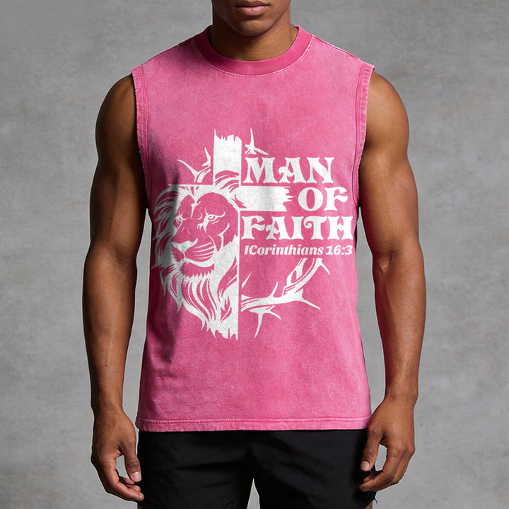Christianartworkshop MAN OF FAITH Unisex Washed Tank Top - image 13