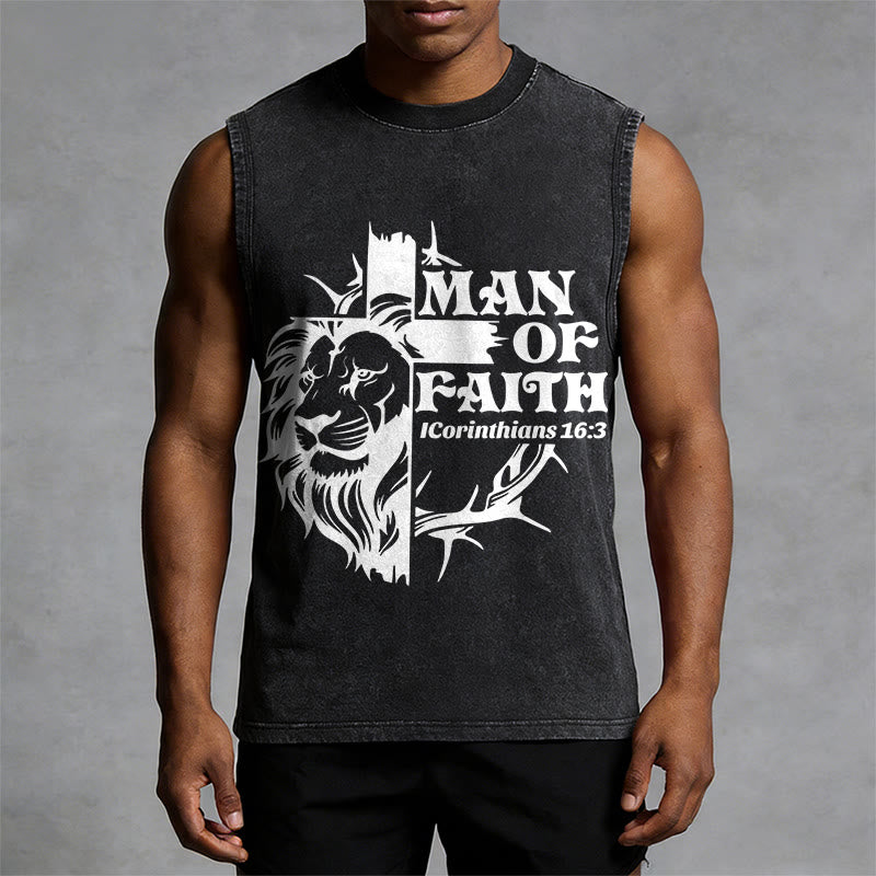 Christianartworkshop MAN OF FAITH Unisex Washed Tank Top - image 4