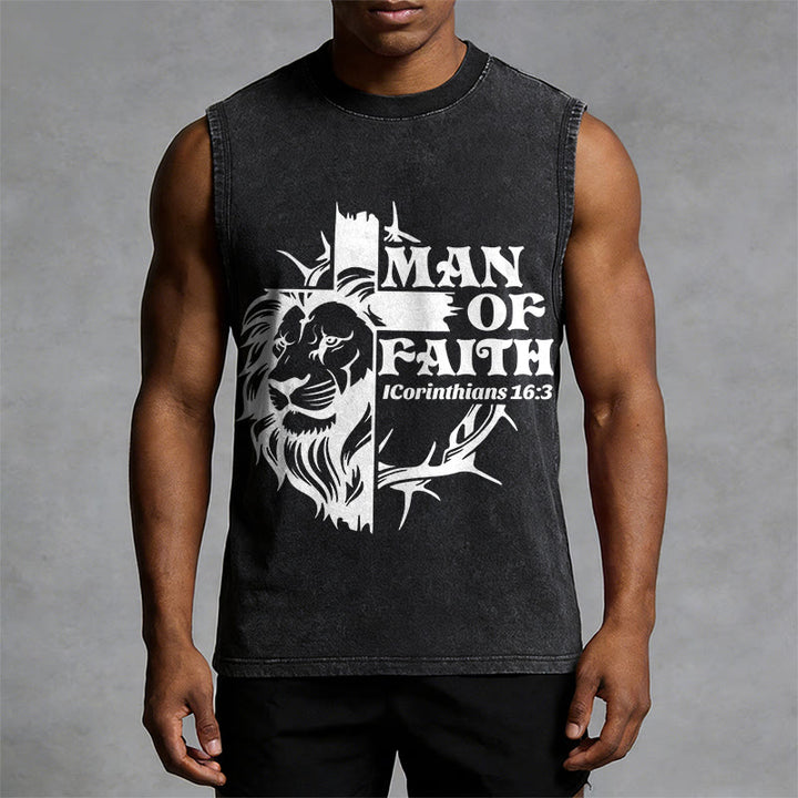 Christianartworkshop MAN OF FAITH Unisex Washed Tank Top - image 4