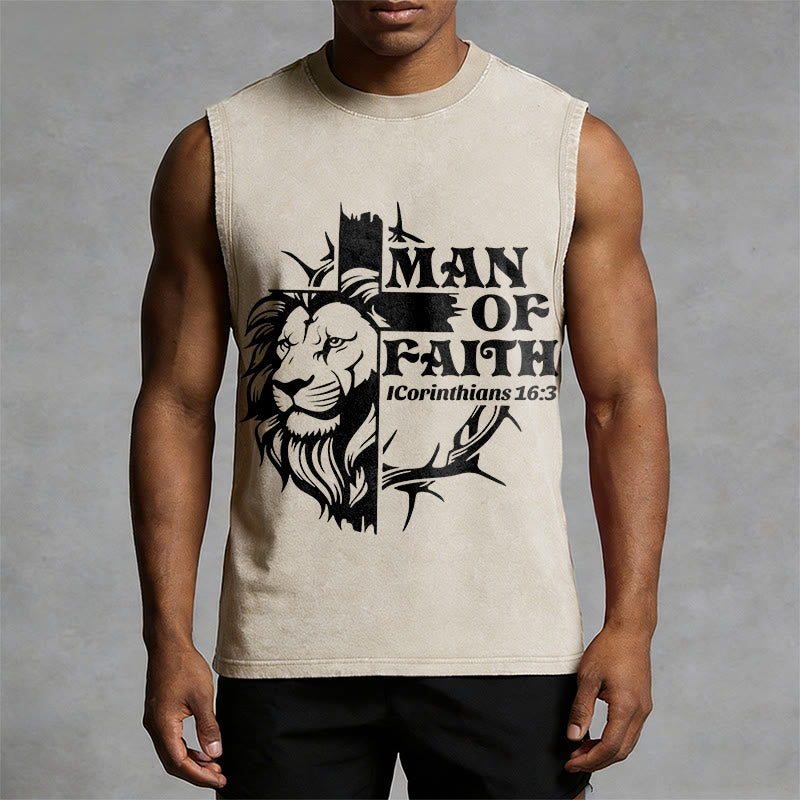 Christianartworkshop MAN OF FAITH Unisex Washed Tank Top - image 1