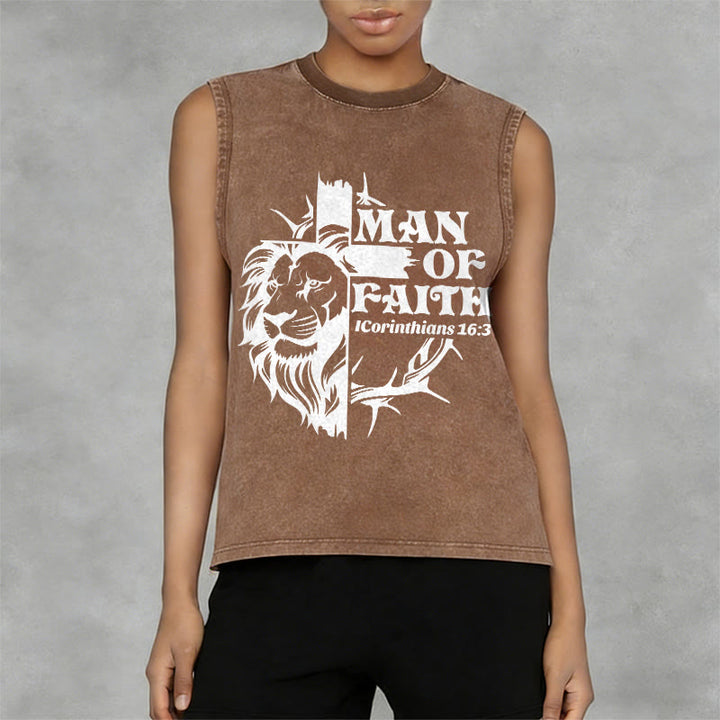 Christianartworkshop MAN OF FAITH Unisex Washed Tank Top - image 8