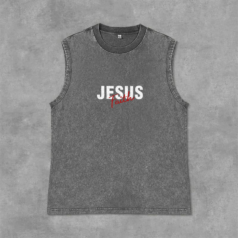 Christianartworkshop ALL WE NEED IS JESUS Unisex Washed Tank Top - image 29