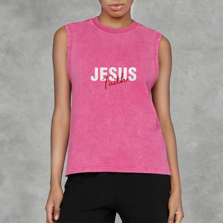 Christianartworkshop ALL WE NEED IS JESUS Unisex Washed Tank Top - image 24