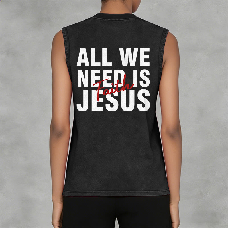 Christianartworkshop ALL WE NEED IS JESUS Unisex Washed Tank Top - image 20