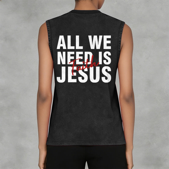 Christianartworkshop ALL WE NEED IS JESUS Unisex Washed Tank Top - image 20