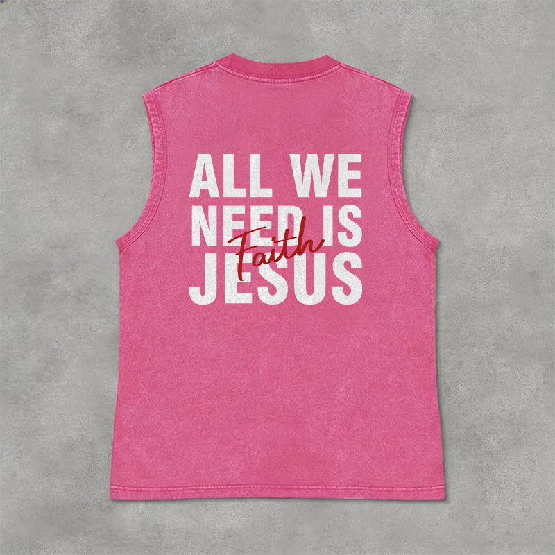 Christianartworkshop ALL WE NEED IS JESUS Unisex Washed Tank Top - image 26