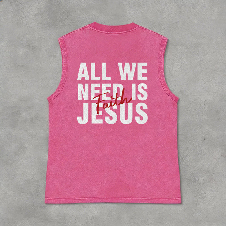 Christianartworkshop ALL WE NEED IS JESUS Unisex Washed Tank Top - image 26