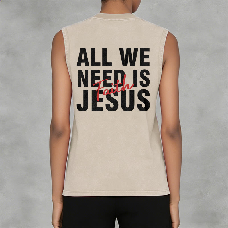 Christianartworkshop ALL WE NEED IS JESUS Unisex Washed Tank Top - image 13