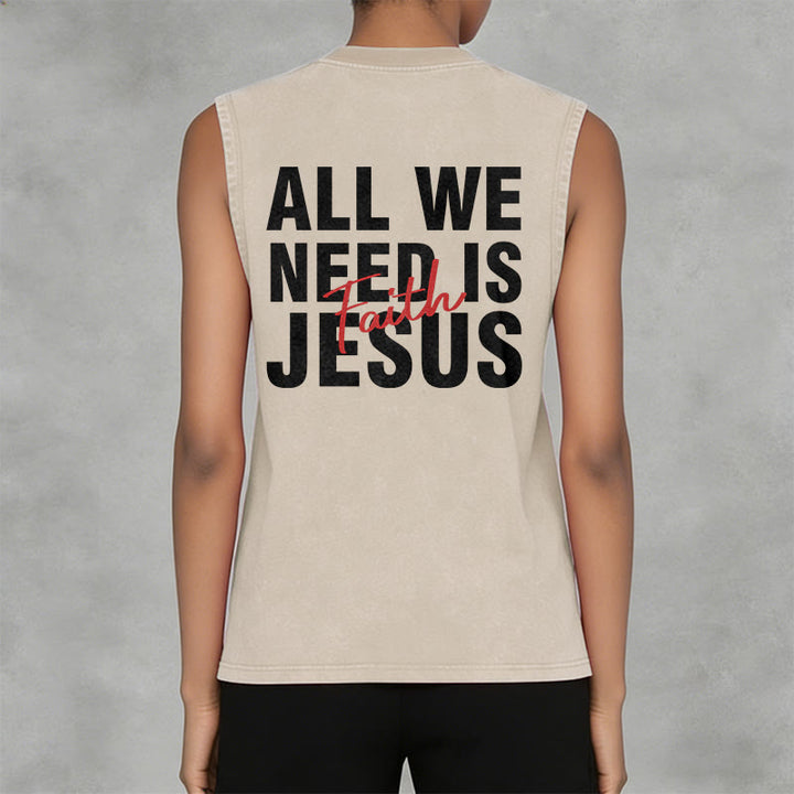 Christianartworkshop ALL WE NEED IS JESUS Unisex Washed Tank Top - image 13
