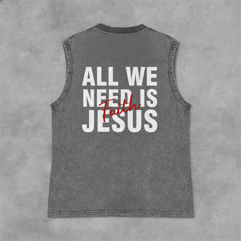 Christianartworkshop ALL WE NEED IS JESUS Unisex Washed Tank Top - image 32