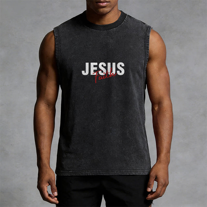 Christianartworkshop ALL WE NEED IS JESUS Unisex Washed Tank Top - image 19