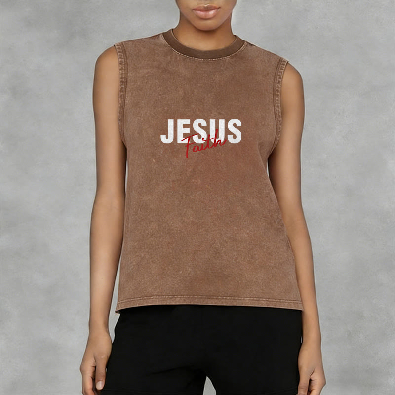 Christianartworkshop ALL WE NEED IS JESUS Unisex Washed Tank Top - image 3