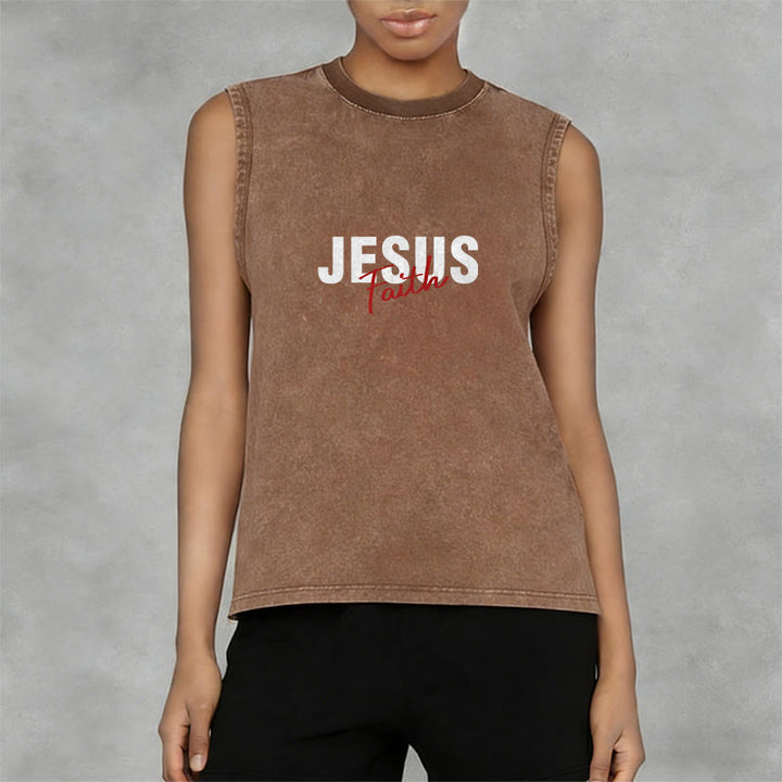 Christianartworkshop ALL WE NEED IS JESUS Unisex Washed Tank Top - image 3