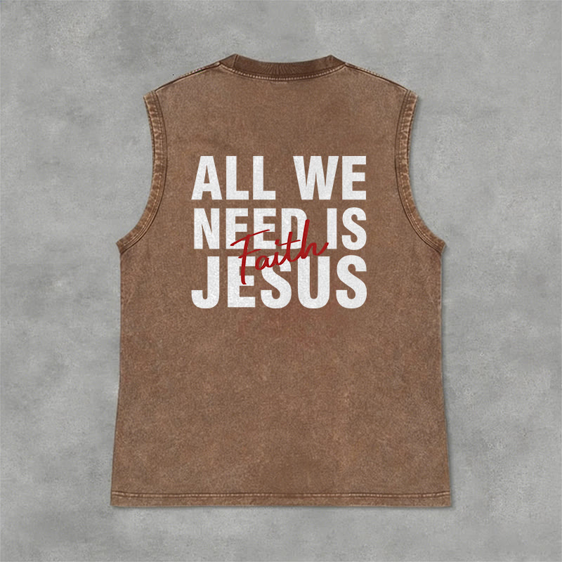 Christianartworkshop ALL WE NEED IS JESUS Unisex Washed Tank Top - image 4