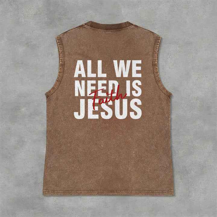Christianartworkshop ALL WE NEED IS JESUS Unisex Washed Tank Top - image 4