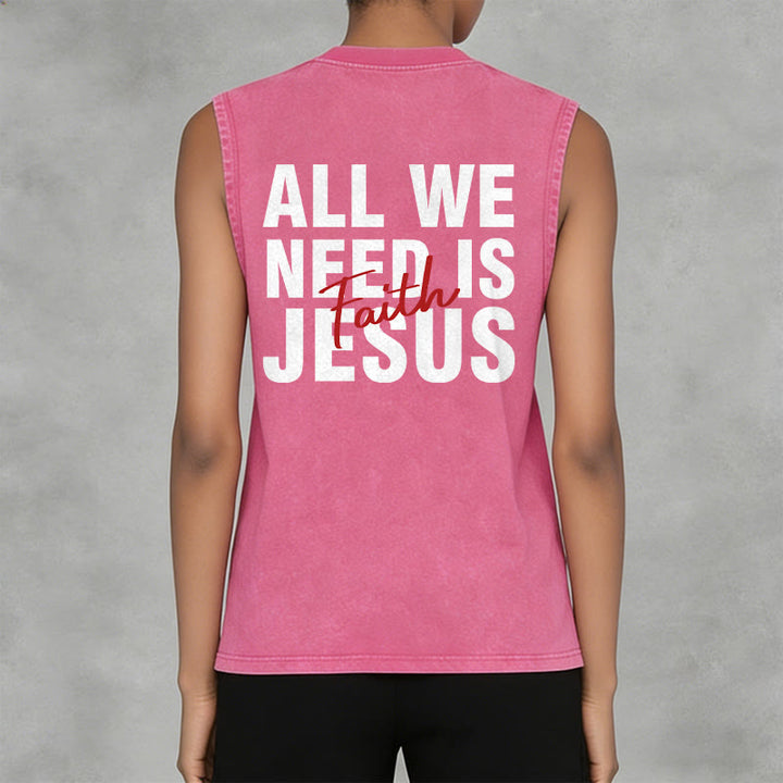 Christianartworkshop ALL WE NEED IS JESUS Unisex Washed Tank Top - image 27