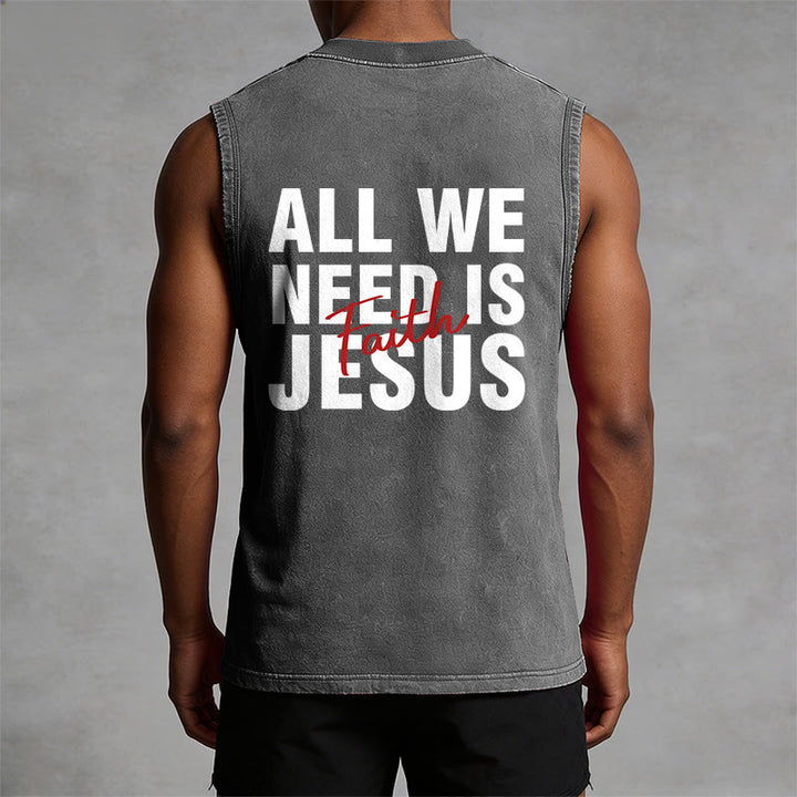 Christianartworkshop ALL WE NEED IS JESUS Unisex Washed Tank Top - image 33