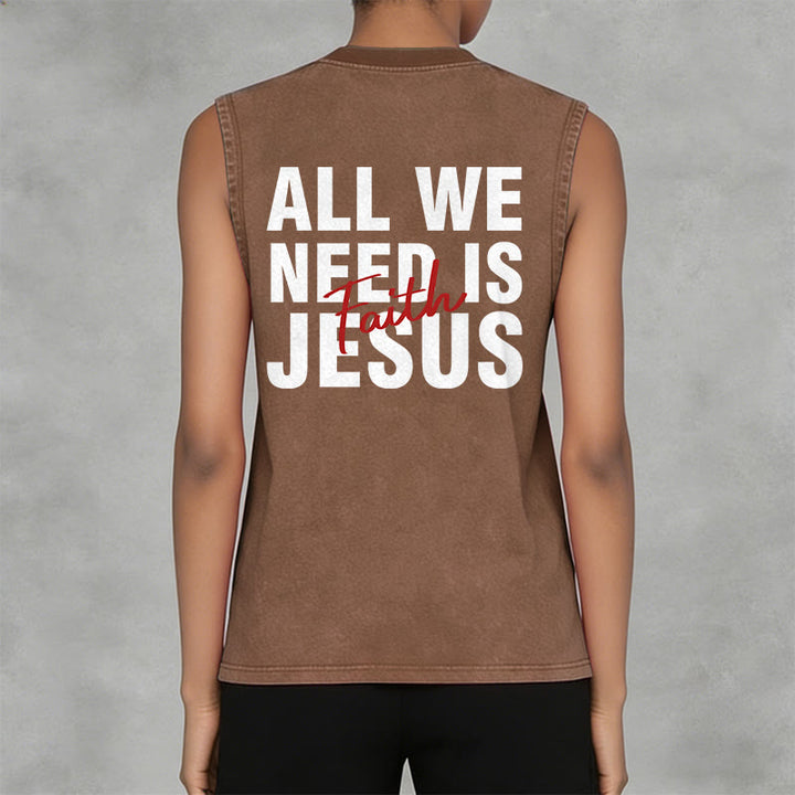 Christianartworkshop ALL WE NEED IS JESUS Unisex Washed Tank Top - image 6