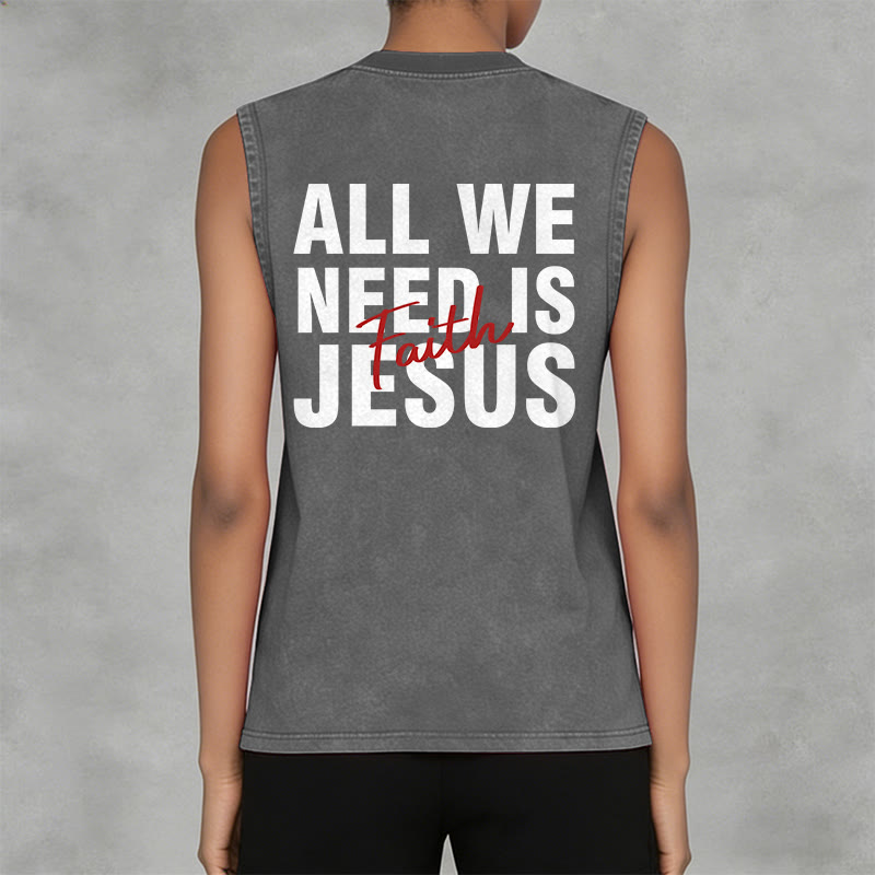 Christianartworkshop ALL WE NEED IS JESUS Unisex Washed Tank Top - image 34