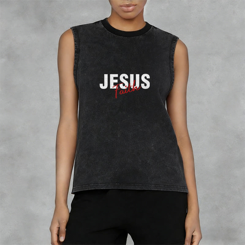 Christianartworkshop ALL WE NEED IS JESUS Unisex Washed Tank Top - image 17