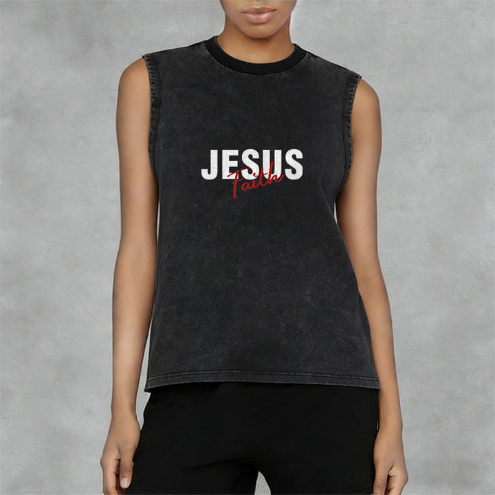 Christianartworkshop ALL WE NEED IS JESUS Unisex Washed Tank Top - image 17