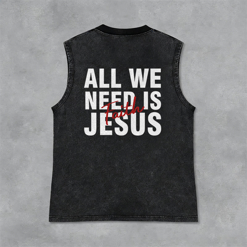 Christianartworkshop ALL WE NEED IS JESUS Unisex Washed Tank Top - image 18