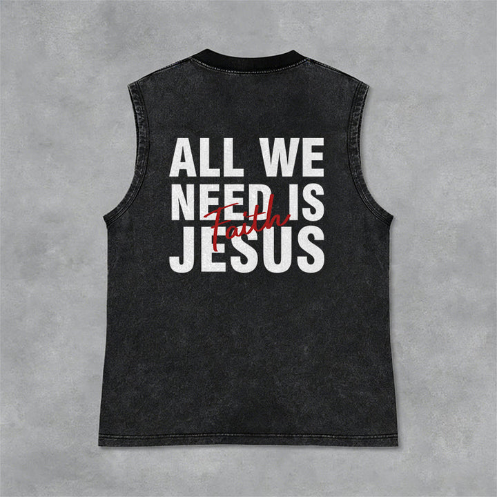 Christianartworkshop ALL WE NEED IS JESUS Unisex Washed Tank Top - image 18