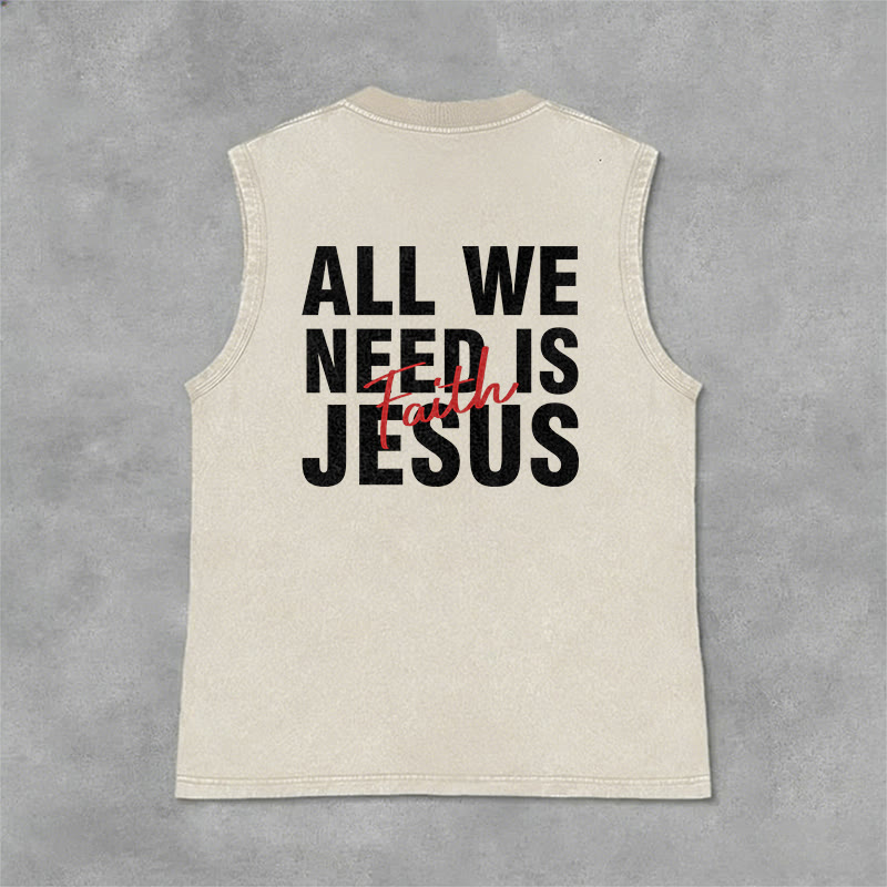 Christianartworkshop ALL WE NEED IS JESUS Unisex Washed Tank Top - image 11