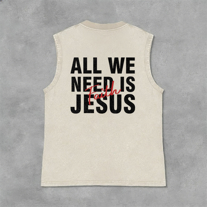 Christianartworkshop ALL WE NEED IS JESUS Unisex Washed Tank Top - image 11