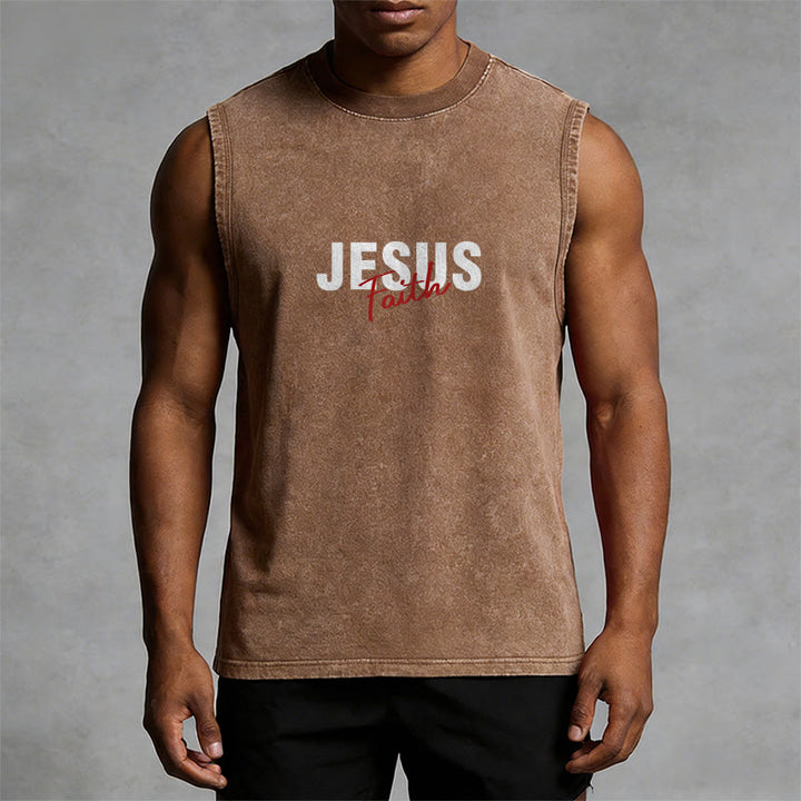 Christianartworkshop ALL WE NEED IS JESUS Unisex Washed Tank Top - image 2