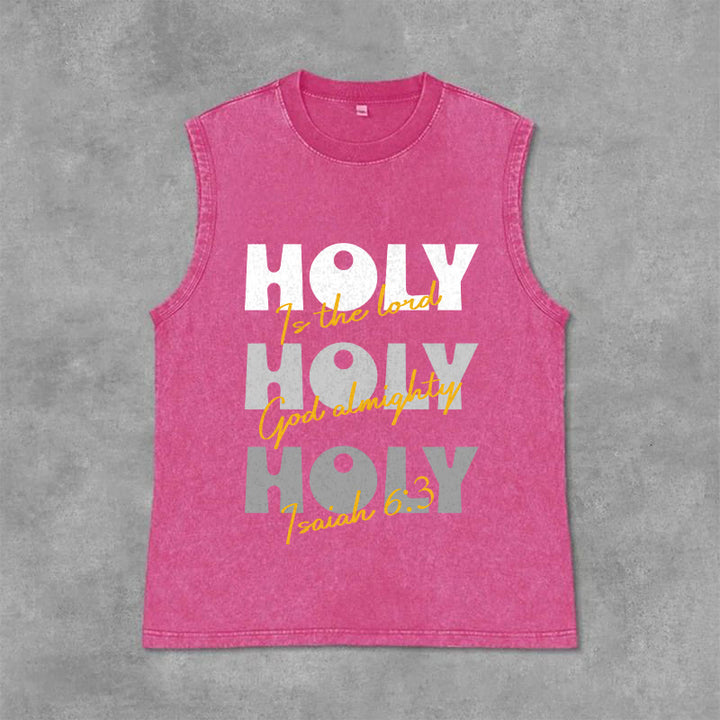 Christianartworkshop Holy Holy Holy Unisex Washed Tank Top - Pink - 2XL - image 12