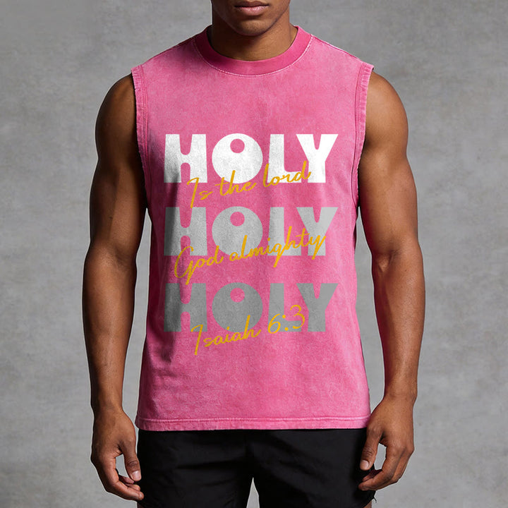 Christianartworkshop Holy Holy Holy Unisex Washed Tank Top - image 13