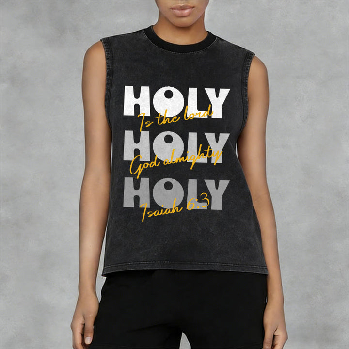 Christianartworkshop Holy Holy Holy Unisex Washed Tank Top - image 8