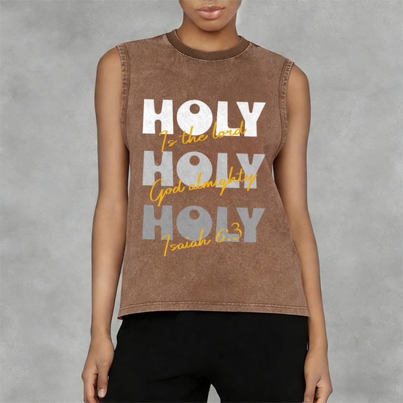 Christianartworkshop Holy Holy Holy Unisex Washed Tank Top - image 11
