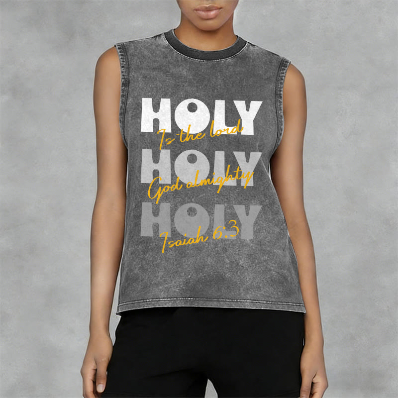 Christianartworkshop Holy Holy Holy Unisex Washed Tank Top - image 2