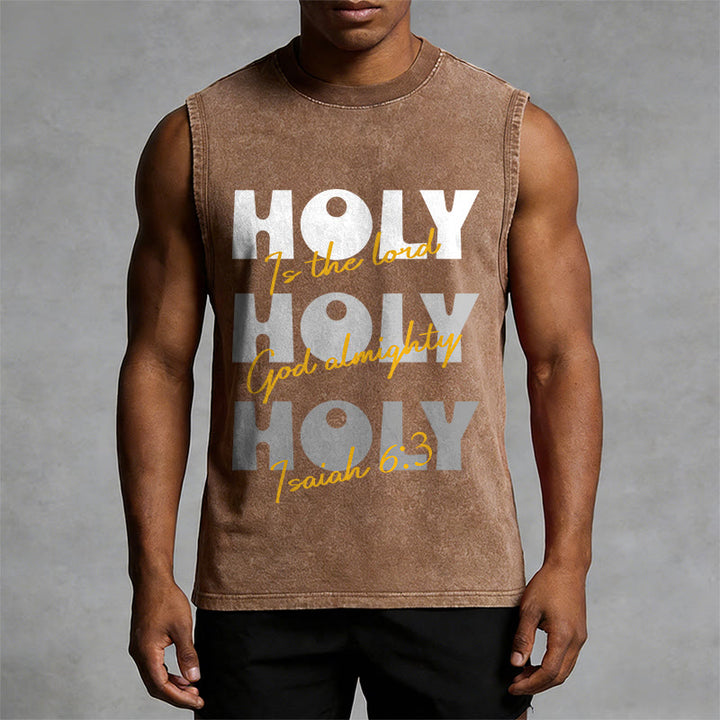 Christianartworkshop Holy Holy Holy Unisex Washed Tank Top - image 10