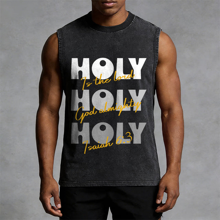 Christianartworkshop Holy Holy Holy Unisex Washed Tank Top - image 7